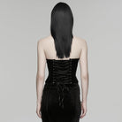 PUNK RAVE Women's Gothic Embroidered Floral Lace-up Bustier