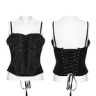 PUNK RAVE Women's Gothic Embroidered Floral Lace-up Bustier