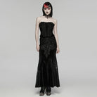 PUNK RAVE Women's Gothic Embroidered Floral Lace-up Bustier