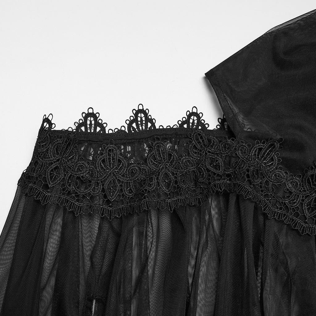 PUNK RAVE Women's Gothic Embroidered Hooded Cloak