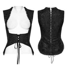 PUNK RAVE Women's Gothic Embroidered Jacquard Lace-up Vest Black