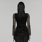 PUNK RAVE Women's Gothic Embroidered Lace-up Long Sleeved Top