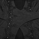 PUNK RAVE Women's Gothic Embroidered Stand Collar Asymmetric Long Jacket