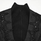 PUNK RAVE Women's Gothic Embroidered Stand Collar Asymmetric Long Jacket