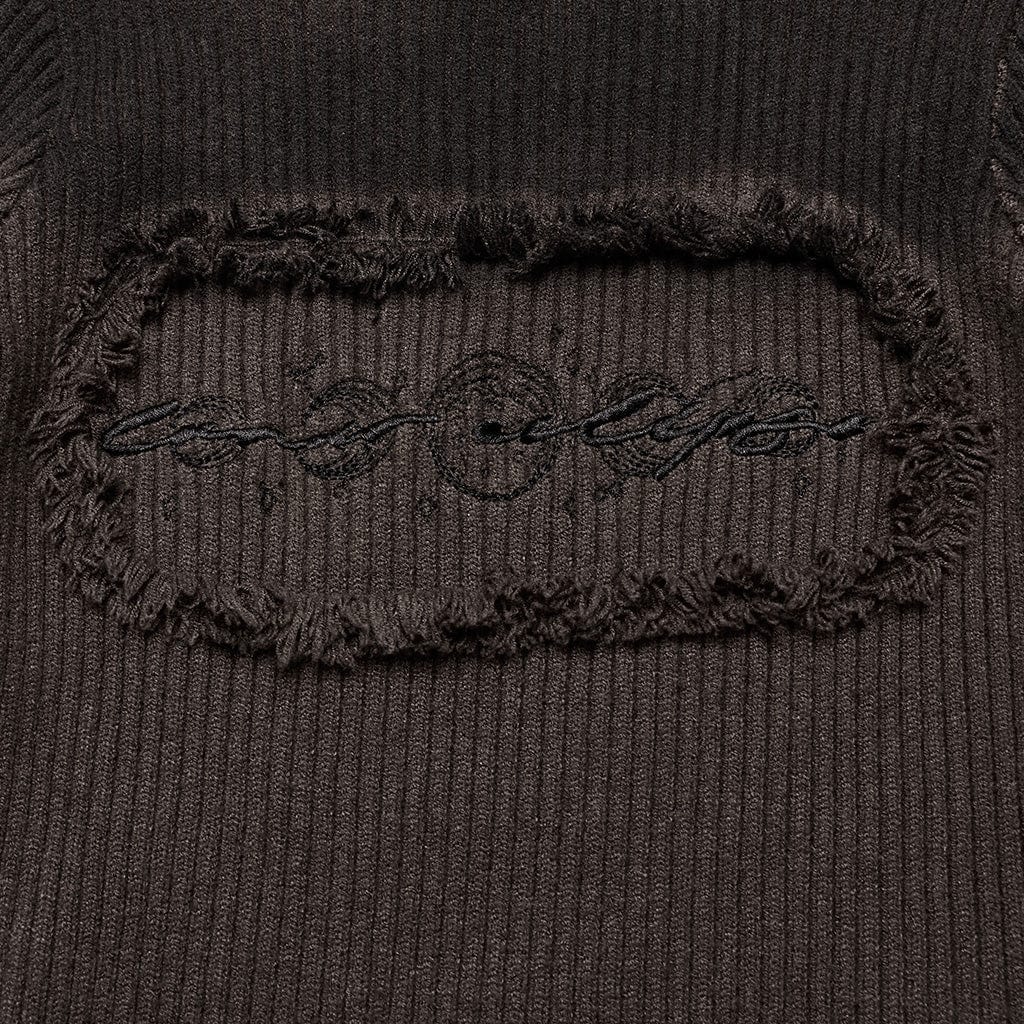 Vestido de punto con degradado, sin bordes y bordado gótico para mujer PUNK RAVE, color café