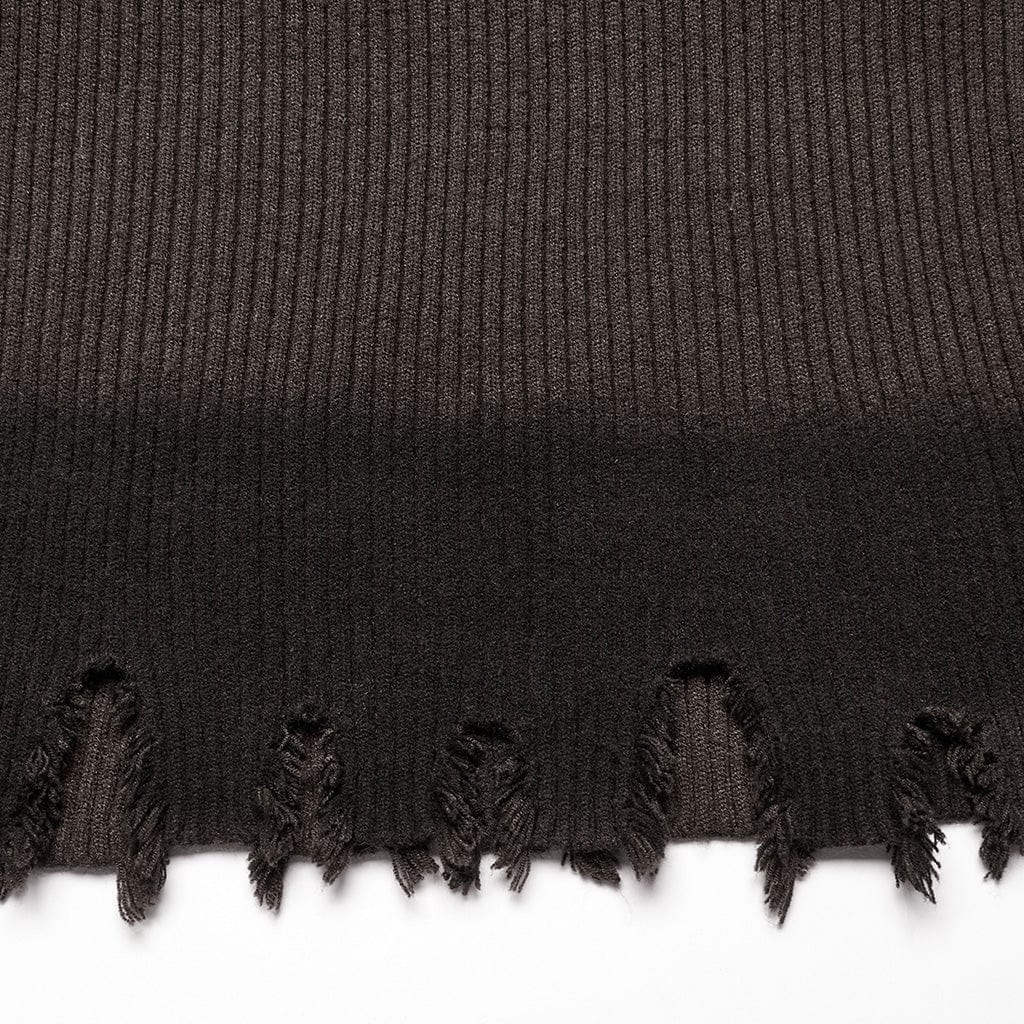 Vestido de punto con degradado, sin bordes y bordado gótico para mujer PUNK RAVE, color café