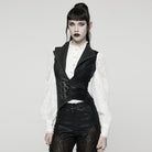 PUNK RAVE Women's Gothic Eyelet Buckle Lace-up Vest