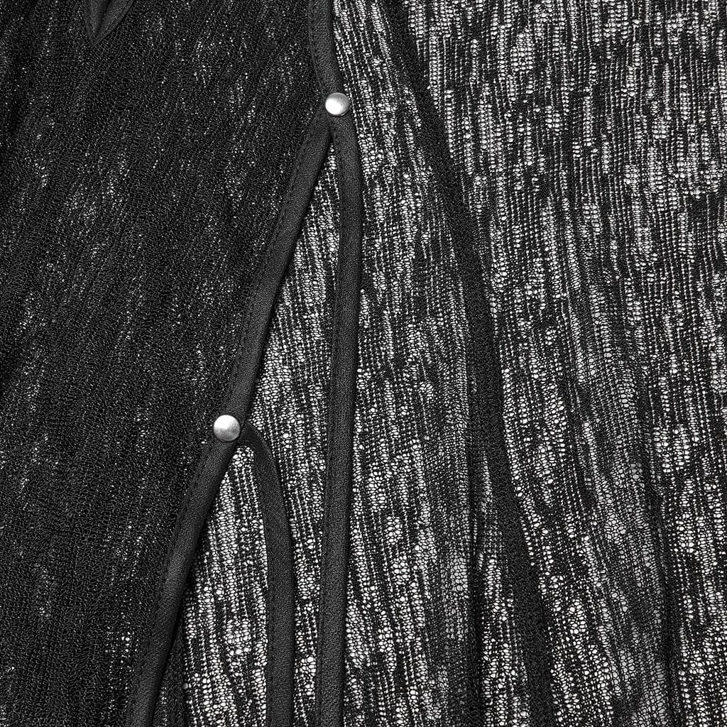 PUNK RAVE Women's Gothic Eyelet Sheer Long Sleeved Cardigan