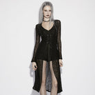 PUNK RAVE Women's Gothic Eyelet Sheer Long Sleeved Cardigan