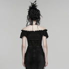 PUNK RAVE Women's Gothic Falbala Off Shoulder Short Sleeved Top