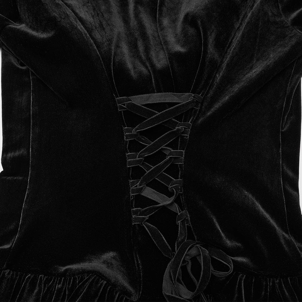 Women's Gothic Faux Fur Splice V-neck Lace-up Cardigan – Punk Design