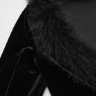 PUNK RAVE Women's Gothic Faux Fur Splice V-neck Lace-up Cardigan