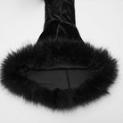 PUNK RAVE Women's Gothic Faux Fur Splice V-neck Lace-up Cardigan