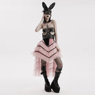 PUNK RAVE Women's Gothic Faux Leather Bunny Mask