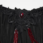 PUNK RAVE Women's Gothic Feather Beaded Applique Mesh Cloak