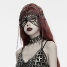 PUNK RAVE Women's Gothic Feather Chain Cobweb Masquerade Mask Black