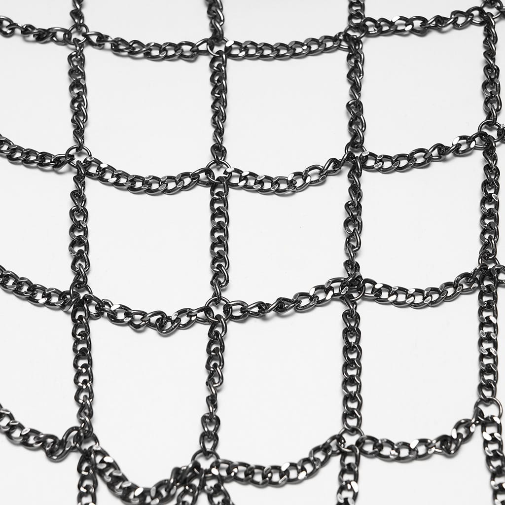 PUNK RAVE Women's Gothic Feather Chain Cobweb Masquerade Mask Black