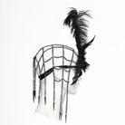 PUNK RAVE Women's Gothic Feather Chain Cobweb Masquerade Mask Black