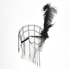 PUNK RAVE Women's Gothic Feather Chain Cobweb Masquerade Mask Silver