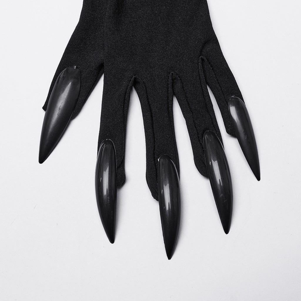 PUNK RAVE Women's Gothic Feather Embroidered Witchy Gloves