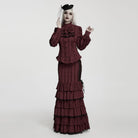 PUNK RAVE Women's Gothic Feather Rose Birdcage Veil Fascinator Hat Black-Red