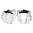 PUNK RAVE Women's Gothic Feather Rose Birdcage Veil Fascinator Hat Black-Red