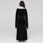 PUNK RAVE Women's Gothic Flared Sleeved Floral Embroidered Velvet Dress