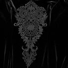 PUNK RAVE Women's Gothic Flared Sleeved Floral Embroidered Velvet Dress