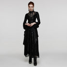PUNK RAVE Women's Gothic Flared Sleeved Mesh Splice Lace Dress