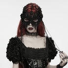 PUNK RAVE Women's Gothic Floral Beaded Chain Mask
