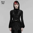 PUNK RAVE Women's Gothic Floral Beaded Flared Sleeved Top