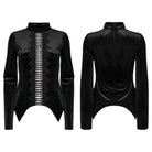 PUNK RAVE Women's Gothic Floral Crochet Cutout Velvet Long Sleeved Top