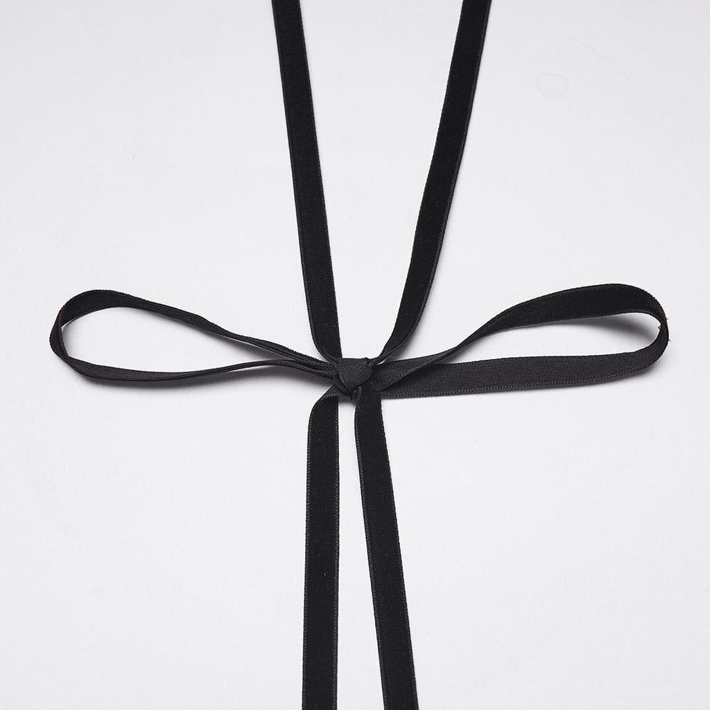 PUNK RAVE Women's Gothic Floral Crochet Feather Cape Black