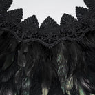 PUNK RAVE Women's Gothic Floral Crochet Feather Cape Black