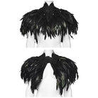 PUNK RAVE Women's Gothic Floral Crochet Feather Cape Black
