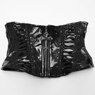 PUNK RAVE Women's Gothic Floral Crochet Lace-up Faux Leather Girdle