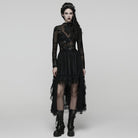 PUNK RAVE Women's Gothic Floral Crochet Multilayer Mesh Skirt