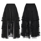 PUNK RAVE Women's Gothic Floral Crochet Multilayer Mesh Skirt