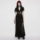 PUNK RAVE Women's Gothic Floral Cutout Lace Shirt