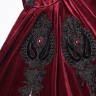 PUNK RAVE Women's Gothic Floral Embroidered Diamante Velvet Cloak Red