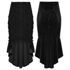 PUNK RAVE Women's Gothic Floral Embroidered Irregular Fishtail Skirt Black