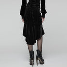 PUNK RAVE Women's Gothic Floral Embroidered Irregular Fishtail Skirt Black