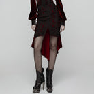 PUNK RAVE Women's Gothic Floral Embroidered Irregular Fishtail Skirt Red
