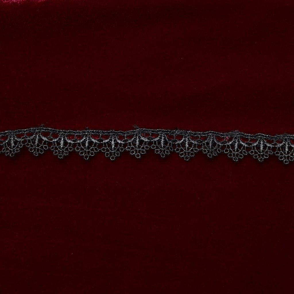 PUNK RAVE Women's Gothic Floral Embroidered Irregular Fishtail Skirt Red