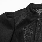 PUNK RAVE Women's Gothic Floral Embroidered Lace-up Jacket Black