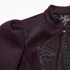 PUNK RAVE Women's Gothic Floral Embroidered Lace-up Jacket Violet