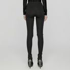 PUNK RAVE Women's Gothic Floral Embroidered Lace-up Leggings