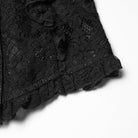 PUNK RAVE Women's Gothic Floral Embroidered Lace-up Ruffle Shirt Black