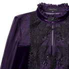 PUNK RAVE Women's Gothic Floral Embroidered Mesh Splice Maxi Dress Violet