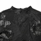 PUNK RAVE Women's Gothic Floral Embroidered Mesh Top